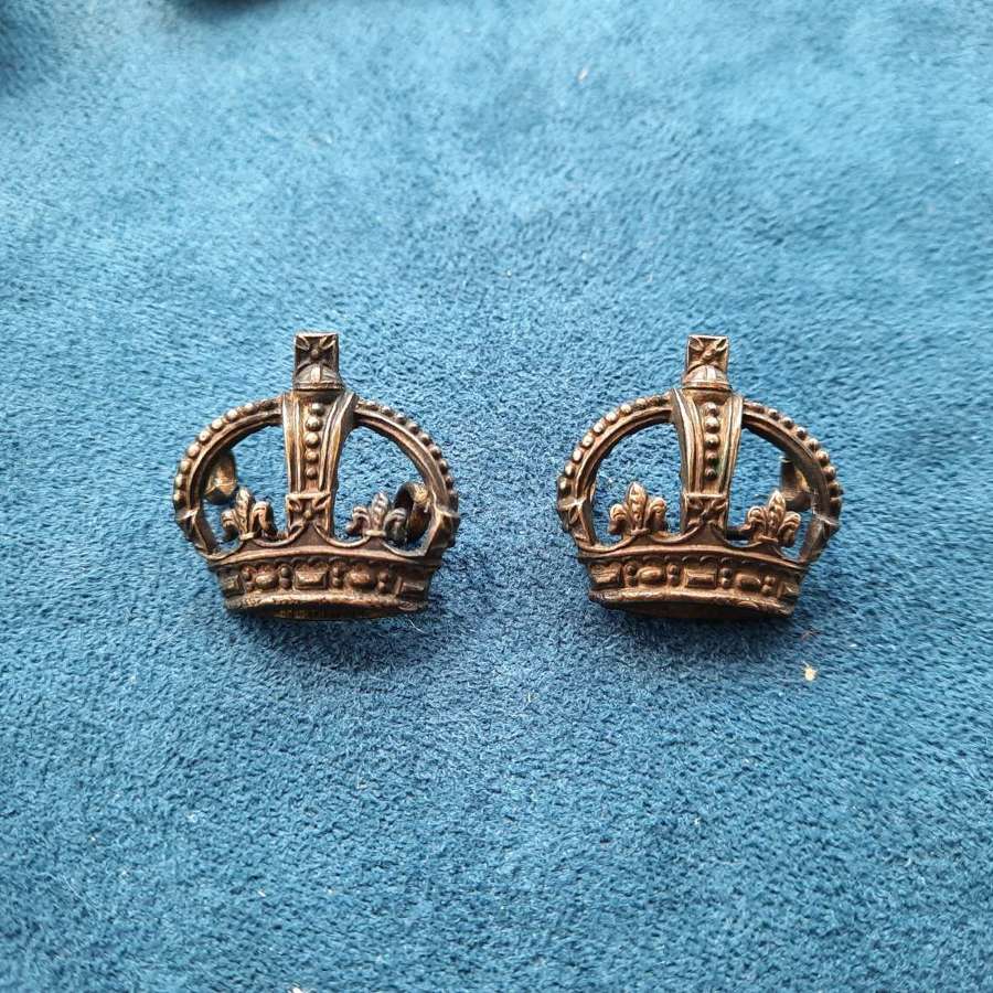 Pair of Officer’s Rank Crowns blackened brass