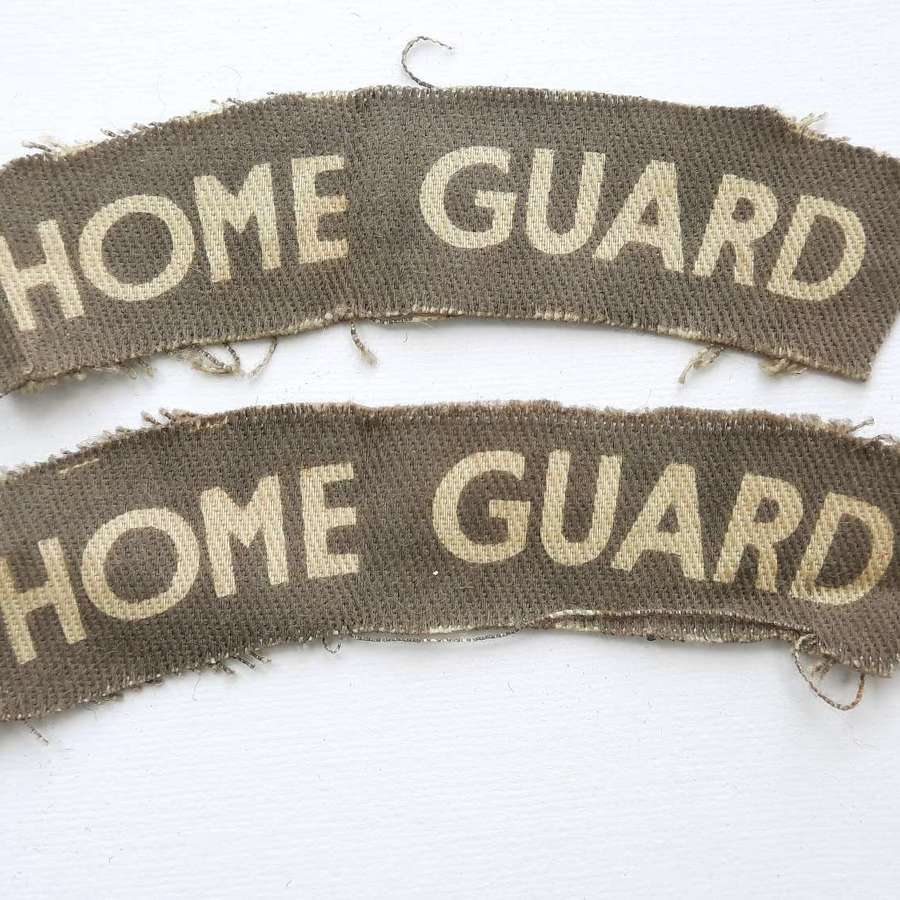 WW2 Pair of Home Guard Printed Shoulder Titles