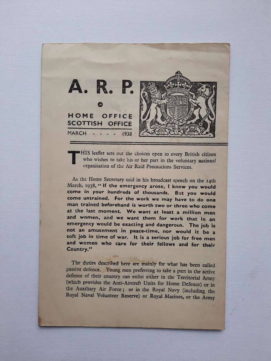 WW2 ARP What You Can Do Leaflet