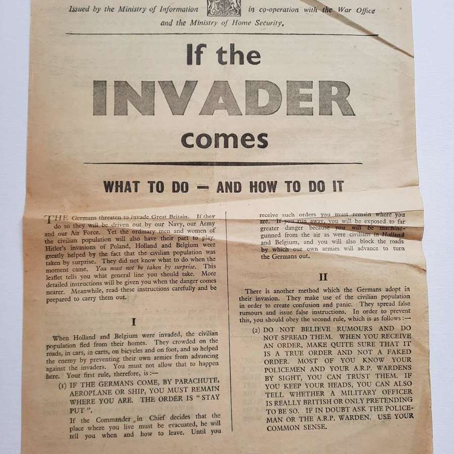 WW2 If The Invader Comes Leaflet