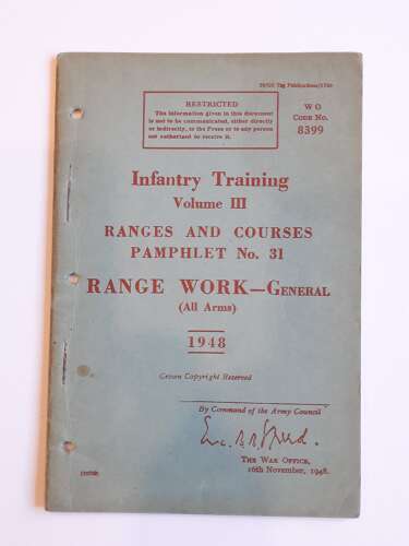 Infantry Training Volume III Range Work General 1948