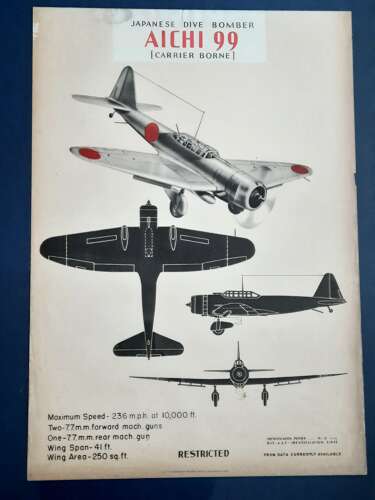 WW2 Aichi 99 Dive Bomber Recognition Poster