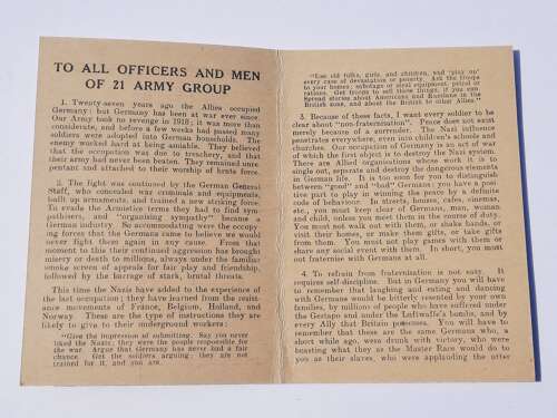 1945 21st Army Group Non-Fraternisation letter