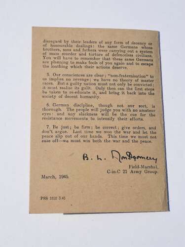 1945 21st Army Group Non-Fraternisation letter